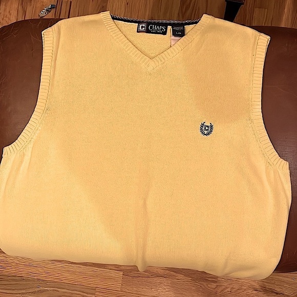 Chaps Yellow Gold V Neck Sweater Vest Large - Picture 3 of 4